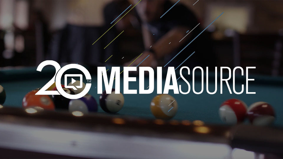 MediaSource logo over billiards pool table
