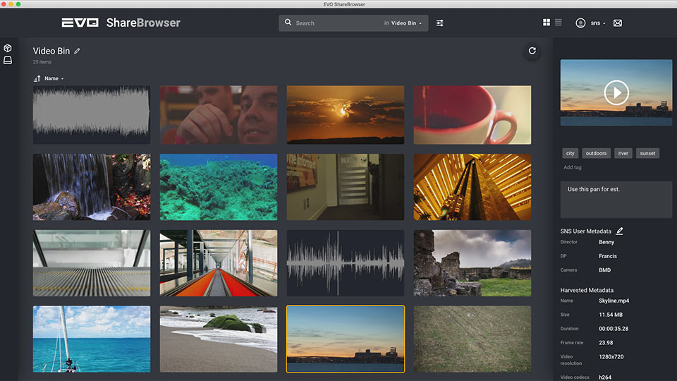 ShareBrowser media asset management in gallery view