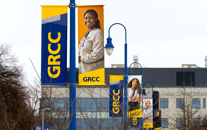 Street pole banners at Grand Rapids Community College (GRCC)