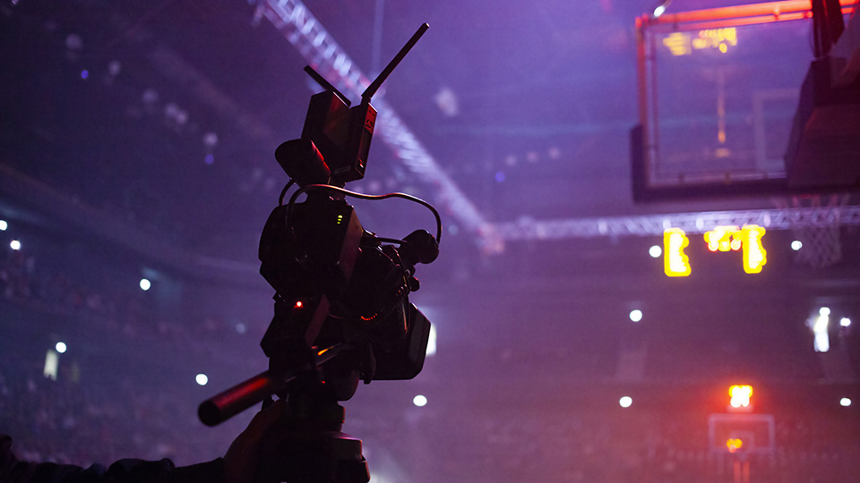 Camera in basketball arena